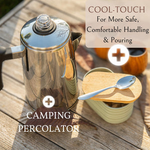 Mixpresso Stainless Steel Stovetop Coffee Percolator, 52 oz Classic Percolator Coffee Pot, Excellent As Camping Pot, 12 Cup Stainless Steel Camping Coffee Makers, Cool-Touch Handle.