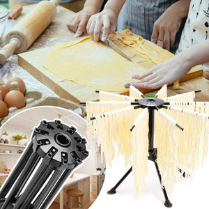 Collapsible Pasta Drying Rack - Spaghetti Noodle Drying Rack with 10 Bar Handles White