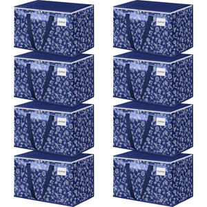 HomeHacks Moving Bags, Extra Large Size Moving Boxes, Heavy Duty Luggage Bags with Smooth Zipper and Sturdy Handles, Large Capacity & Easy Loading Storage Totes for Space Saver 88L, 6-Pack, Blue