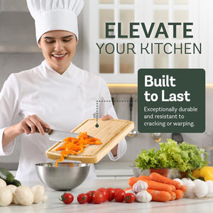 Bambüsi Bamboo Cutting Board Set & Mineral Oil – 3-Piece Wood Boards