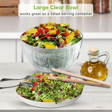 Load image into Gallery viewer, Brieftons 6.2-Quart Large Salad Spinner: Vegetable Washer Dryer Drainer Strainer with Bowl &amp; Colander, Easy One-Handed Pump, Compact Storage, for Washing, Cleaning &amp; Drying Greens, Vegetables, Fruits