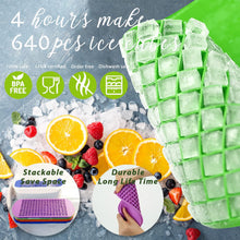 Load image into Gallery viewer, Mini Ice Cube Trays for Freezer with Bin and Scoop, 4 Pack 640 Small Nugget Ice Cube Tray Silicone BPA Free, Tiny Crushed Ice cubes Maker Molds for Chilling Coffee Juice Cocktail Whisky Boba