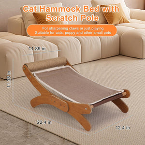 Outamateur Cat Scratching Chair, Cats Scratcher Pad, Cat Mini Chair with Sisal Scratching Pole, Cats Lounger with Removable Scratching Pad for Indoor Small Pets