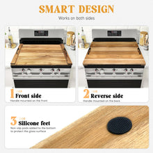 Load image into Gallery viewer, Noodle Board Stove Cover with Handles for Electric, Gas Stove Top (Acacia Wood)