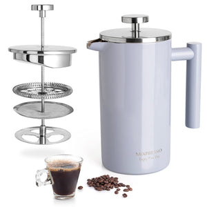Mixpresso Stainless Steel French Press Coffee Maker 27 Oz 800 ml, Double Wall Insulated French Press Stainless Steel & Tea Brewer Easy Clean & Easy Press Strong Quality Metal Coffee Press.