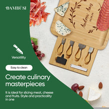 Load image into Gallery viewer, Charcuterie Board Gift Set - Bamboo Cheese Board and Knife Set - Housewarming Gifts for New Home, Wedding Gifts for Couples 2025, Bridal Shower Gifts, Birthday Gifts for Women