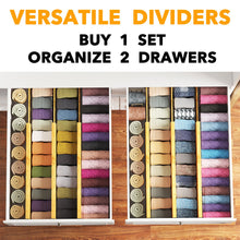 Load image into Gallery viewer, SpaceAid Bamboo Dresser Drawer Dividers 6 Pack, 4.65“ High Adjustable 12.5“-17” Drawer Organizers, Expandable Organization for Clothing, Clothes, Dressers, Natural