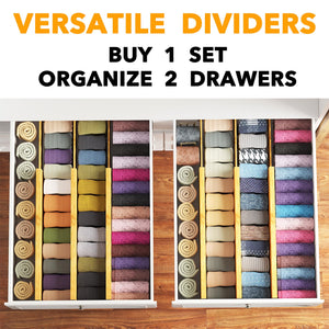 SpaceAid Bamboo Dresser Drawer Dividers 6 Pack, 4.65“ High Adjustable 12.5“-17” Drawer Organizers, Expandable Organization for Clothing, Clothes, Dressers, Natural