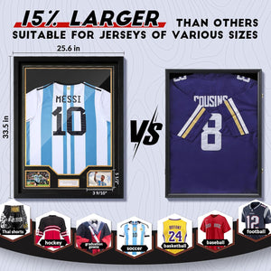 JupDec Jersey Frame & Baseball Display Case, Clear Acrylic Shadow Box with UV Protection Wooden Showcase,Idea Gift for Sports Fans
