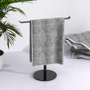 Towel Rack T-Shape Hand Holder for Bathroom,Headband and Lightweight Bathroom Racks,Kitchen Black Holder,Stainless Steel Waterproof Counter Organizer