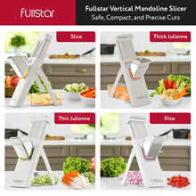 Load image into Gallery viewer, Safer Mandoline Slicer for Kitchen, Cucumber Slicer, Potato, Julienne Vegetable &amp; Food Chopper (4 in 1, Solid White)