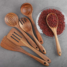 Load image into Gallery viewer, Wooden Cooking Utensils Set 4-Piece Wood Kitchen Utensil Set for Non Stick Cookware Wooden Spatula,Fork,Turner,Ladle,Strainer Spoons