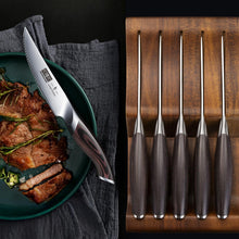 Load image into Gallery viewer, Steak Knives Set of 6, Ultra Sharp 4.5 Inch Serrated Steak Knife Set, Japanese High Carbon Steel Kitchen Steak Knives with Ergonomic Handle