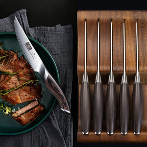 Steak Knives Set of 6, Ultra Sharp 4.5 Inch Serrated Steak Knife Set, Japanese High Carbon Steel Kitchen Steak Knives with Ergonomic Handle