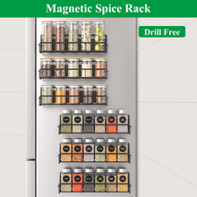 Load image into Gallery viewer, 6 Pack Magnetic Spice Rack Organizer for Refrigerator and Microwave Oven, Metal Fridge Shelf for Kitchen, Matt Black