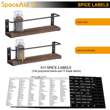 Load image into Gallery viewer, SpaceAid Spice Rack Organizer for Cabinet Door or Wall Mount (4 Pack) with 415 Spice Labels - Wood Hanging Seasoning Shelf for Cupboard Pantry or over the Stove