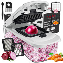 Load image into Gallery viewer, Vegetable Chopper With Container, Multifunctional Food Chopper Onion &amp; Vegetable Cutter Dicer With 8 Blades, Carrot &amp; Veggie Slicer 2 Blades