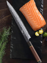 Load image into Gallery viewer, Sushi Knife Japanese Sashimi Knives 10 Inch, Hand Forged High Carbon Steel Yanagiba Knife, Kitchen Chef Knives for Cutting Sushi &amp; Sashimi, Fish Filleting