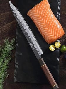 Sushi Knife Japanese Sashimi Knives 10 Inch, Hand Forged High Carbon Steel Yanagiba Knife, Kitchen Chef Knives for Cutting Sushi & Sashimi, Fish Filleting