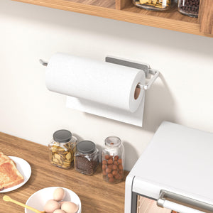 Paper Towel Holder Under Cabinet - Wall Mounted Paper Towel Holder No Drilling, Adhesive Under Cabinet Roll Holder, Black Kitchen Towel Holder, 31 x 8 x 3.5 cm, Aluminum, Black
