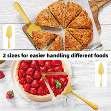 Load image into Gallery viewer, 4 Pcs Gold Cake Cutting Set, Premium Cake Cutter &amp; Pie Server Set for Wedding, Thickened Stainless Steel Cake Knife and Server with Rounded Edges, Pie Server Spatula Birthday Christmas Gift