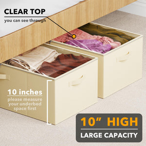 SpaceAid 2 Pack 10" High Under Bed Storage Containers, Large Underbed Storage Organizer Bins with Lids for Bedroom, Dorm, Clothes, Closet Organization, Bed Sheets and Blankets (Gray)