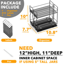 Load image into Gallery viewer, SpaceAid Pull Out Spice Rack Organizer for Cabinet, Heavy Duty Slide Out Seasoning Kitchen Organizer, Cabinet Organizer, with Labels, 5.2&quot; W x10.75 D x10 H, 2 Drawers 2-Tier