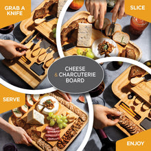 Load image into Gallery viewer, Charcuterie Board Gift Set - Bamboo Cheese Board and Knife Set - Housewarming Gifts for New Home, Wedding Gifts for Couples 2025, Bridal Shower Gifts, Birthday Gifts for Women