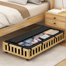 Load image into Gallery viewer, 2 Pack Bamboo Under Bed Storage with Wheels, 39”x20”x7.8” Lager Under Bed Storage Containers (Brown)