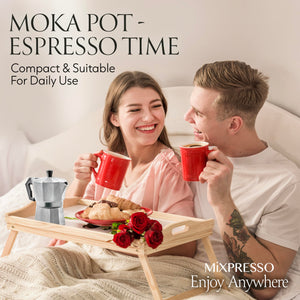 Mixpresso 3 Cup Moka Pot Coffee Maker for Gas, Electric Stove Top, Classic Italian Espresso Maker, Stovetop for Camping, Makes 5 Oz Cuban Coffee