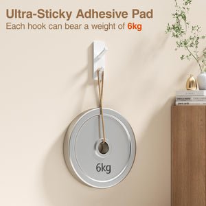 Self-Adhesive Wall Hooks - 4 Pack, Black Metal Coat & Towel Hooks for Hanging: Hold 13 LB, Ideal for Bathrooms, Shower, Kitchen & Doors