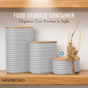 Mixpresso 3 Pcs Olive Green Canisters Sets For The Kitchen, Airtight Plastic Canister With Bamboo Lid, Coffee And Sugar Canister Set, Decorative Sugar Container, Kitchen Decor For Counter