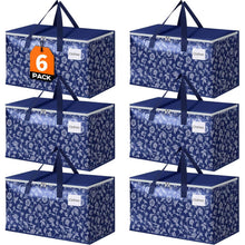 Load image into Gallery viewer, HomeHacks Moving Bags, Extra Large Size Moving Boxes, Heavy Duty Luggage Bags with Smooth Zipper and Sturdy Handles, Large Capacity &amp; Easy Loading Storage Totes for Space Saver 88L, 6-Pack, Blue