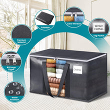 Load image into Gallery viewer, HomeHacks Extra Large Moving Bags with Visible PVC Window, Lightweight but Durable Storage Bags with Reinforced Handles, Storage Totes for Packing, Moving, Storage (93L, 6-Pack)