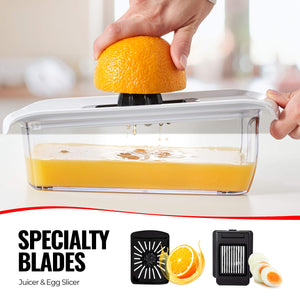 Mandoline Slicer for Kitchen, Fruit Cutter, Cheese Grater, Cucumber Slicer, Veggie Spiralizer, Food Cutter & Kitchen Gadgets with Safety Glove (6 in 1, White)