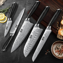 Load image into Gallery viewer, 5 Pieces Knife Set, Professional Powder Steel Chef Knife Set, Ultra Sharp Japanese Kitchen Knives Set with Ergonomic Pakkawood Handle