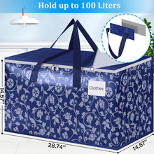 Load image into Gallery viewer, HomeHacks Moving Bags, Extra Large Size Moving Boxes, Heavy Duty Luggage Bags with Smooth Zipper and Sturdy Handles, Large Capacity &amp; Easy Loading Storage Totes for Space Saver 88L, 6-Pack, Blue