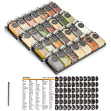 Load image into Gallery viewer, SpaceAid Spice Drawer Organizer with 28 Spice Jars, 386 Spice Labels, 4 Tier Seasoning Rack Tray Insert for Kitchen Drawers, 13&quot; Wide x 17.5&quot; Deep