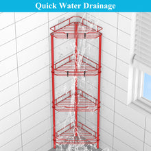 Load image into Gallery viewer, 4 Tier Floor Standing Corner Shower Caddy Organizer Shelf with Hooks, Bathroom Shelves Stand Rack, Black