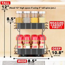 Load image into Gallery viewer, SpaceAid Pull Out Spice Rack Organizer for Cabinet, Heavy Duty Slide Out Seasoning Kitchen Organizer, Cabinet Organizer, with Labels, 4.5&quot; W x10.75 D x8.5 H, 1 Drawer 2-Tier