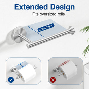 Toilet Paper Holder Wall Mount Bathroom Paper Roll Holder Tissue Handle Stainless Steel for Farmhouse Kitchen Matte Black