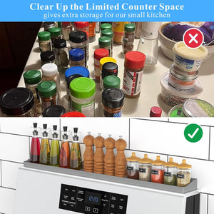 Magnetic Stove Top Shelf, Silicone Spice Rack for Stove Top, Gray