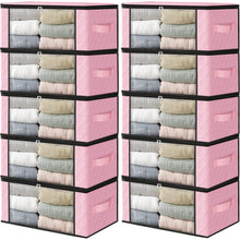 Load image into Gallery viewer, HomeHacks Storage 3-Pack Clothes Organizer Storage Bags Foldable Storage Box with Large Clear Window Sturdy Handles for Closet, Dorm, Pillows, Bedding, Clothes, Blankets, 35L, Gray