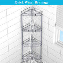 Load image into Gallery viewer, 4 Tier Floor Standing Corner Shower Caddy Organizer Shelf with Hooks, Bathroom Shelves Stand Rack, Black