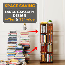 Load image into Gallery viewer, SpaceAid 6 Tier Rotating Bookshelf Tower, Bamboo Spinning Book Shelf, Revolving 360 Bookcase Storage Swivel Round Carousel, Vertical Rotate Turning Spiral Corner Organizer (6-Tier Walnut)