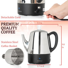 Load image into Gallery viewer, Mixpresso Small Percolator Coffee Pot Electric 4 Cup, Stainless Steel Coffee Maker, Coffee Percolator Electric With Keep Warm Function, 4 Cups Stainless Steel Perculator With Basket