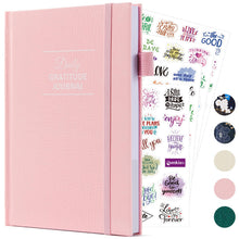 Load image into Gallery viewer, Comkiso Gratitude Journal with 4 Inspirational Stickers: Undated Daily Gratitude Journal for Women and Men - More Happiness, Affirmation, and Mindfulness in A Few Minutes with Prompts &amp; Quotes (Peony)