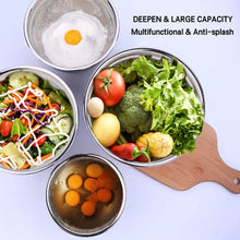 Load image into Gallery viewer, Umite Chef Mixing Bowls with Airtight Lids, 6 piece Stainless Steel Metal Nesting Storage Bowls, Non-Slip Bottoms Size 7, 3.5, 2.5, 2.0,1.5, 1QT, Great for Mixing &amp; Serving (Khaki)