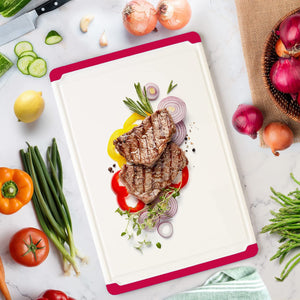 Large Cutting Boards for Kitchen - 18 x 12 Inch Plastic Dishwasher Safe Cutting Board with Deep Juice Groove - Non-Slip, Durable Carving Board for Vegetables, Fruits and Meats