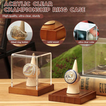 Load image into Gallery viewer, JupDec Football &amp; Championship Ring Display Case, Large Clear Acrylic Shadow Box with UV Protection Wooden Showcase, Idea Gift for Sports Fans